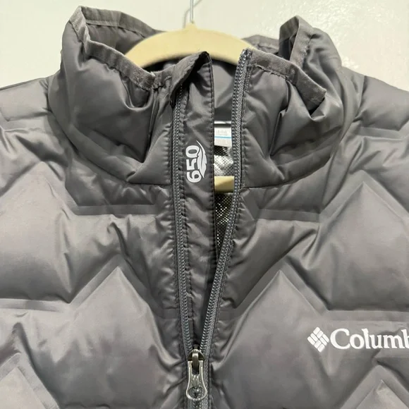 Columbia Men’s Grey Omniheat 650 Duck Down Zip Up Vest Size Large